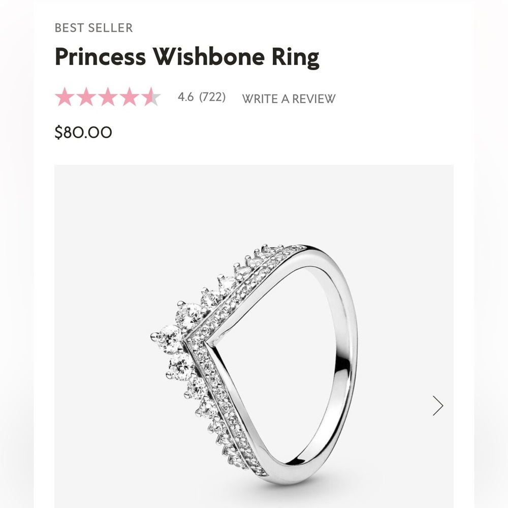 PANDORA Princess Wishbone Ring Size 5